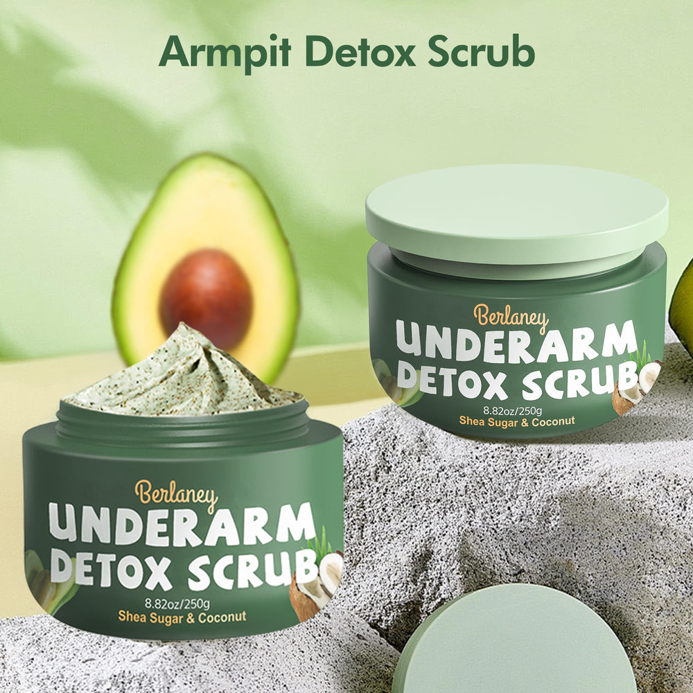 Berlaney armpit detox scrub being applied to armpit area for odor care