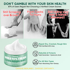 Berlaney Urea Cream 40% application image showing smoothing and deep hydration.