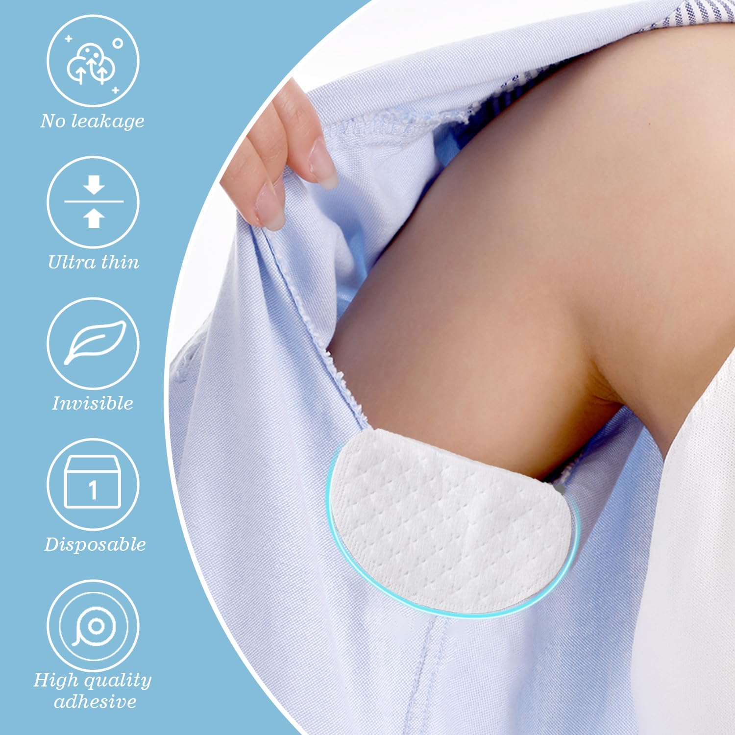 BESARME armpit pad closeup showing soft three-layer absorbent material