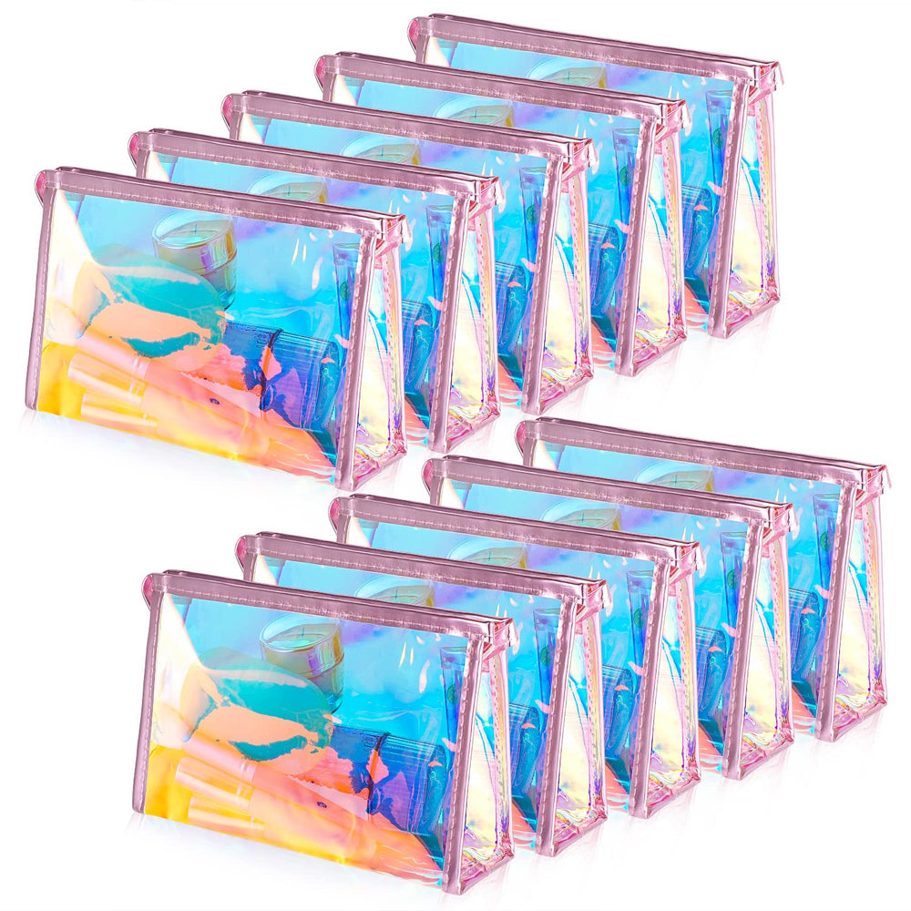 BESARME holographic makeup bag set front view for travel organization and party favors