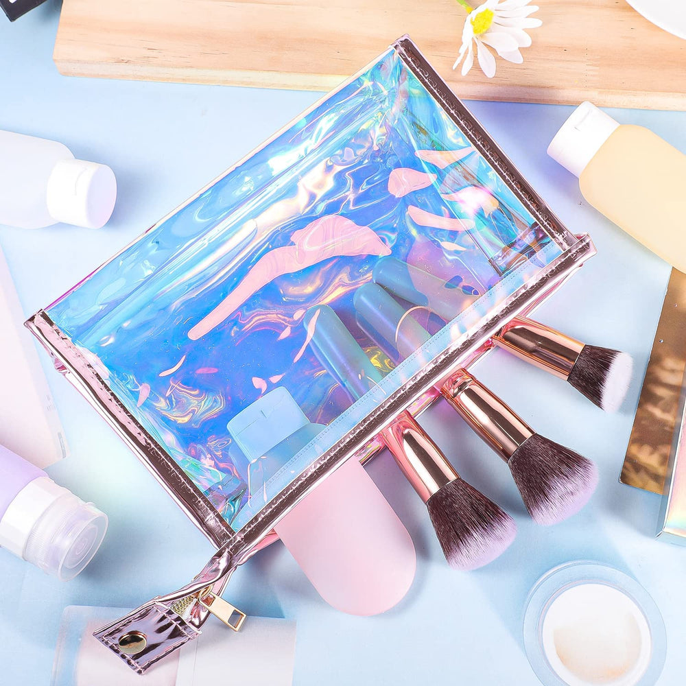 BESARME iridescent makeup bag surface shine highlights light-reflective style for travel