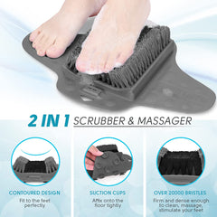 Beskar dual-bristle design foot scrubber exfoliates and massages feet from every angle.