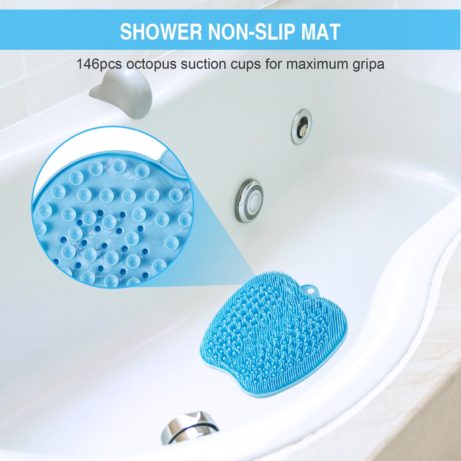 BESKAR Foot Scrubber Mat 28x28cm provides large standing area for feet.