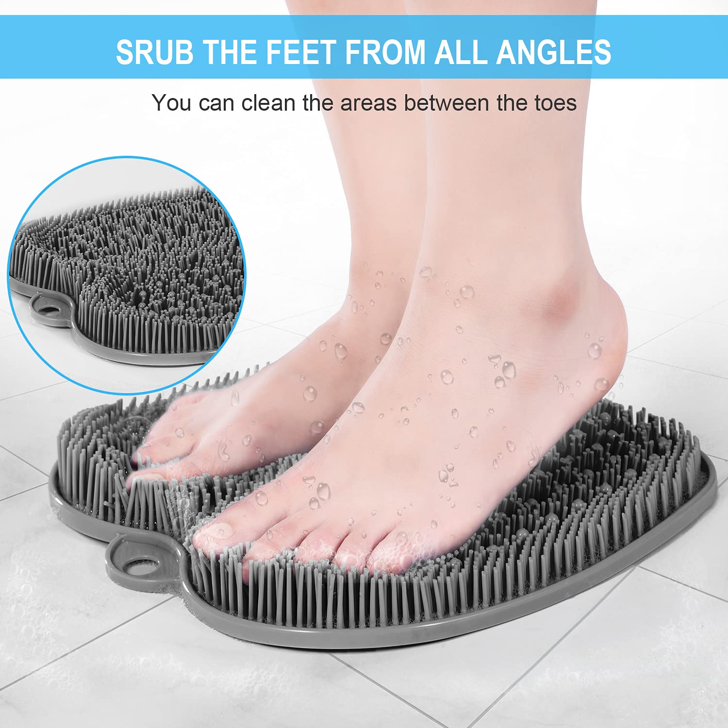 BESKAR XL Foot Scrubber Mat bristles close-up demonstrates hundreds of massaging fibers.