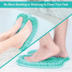 BESKAR XL shower mat with non-slip suction cups keeps feet secure on tile.