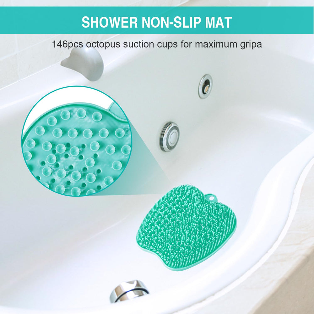 BESKAR XL shower setup on tile emphasizes safe, non-slip use.