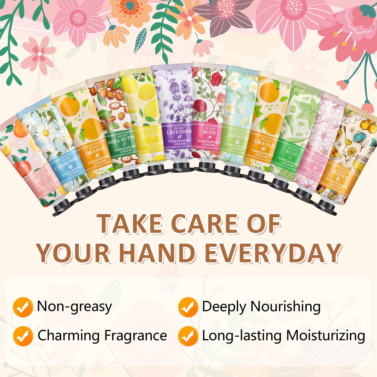 BESNEL travel-size hand creams shown for on-the-go moisture and quick hand care