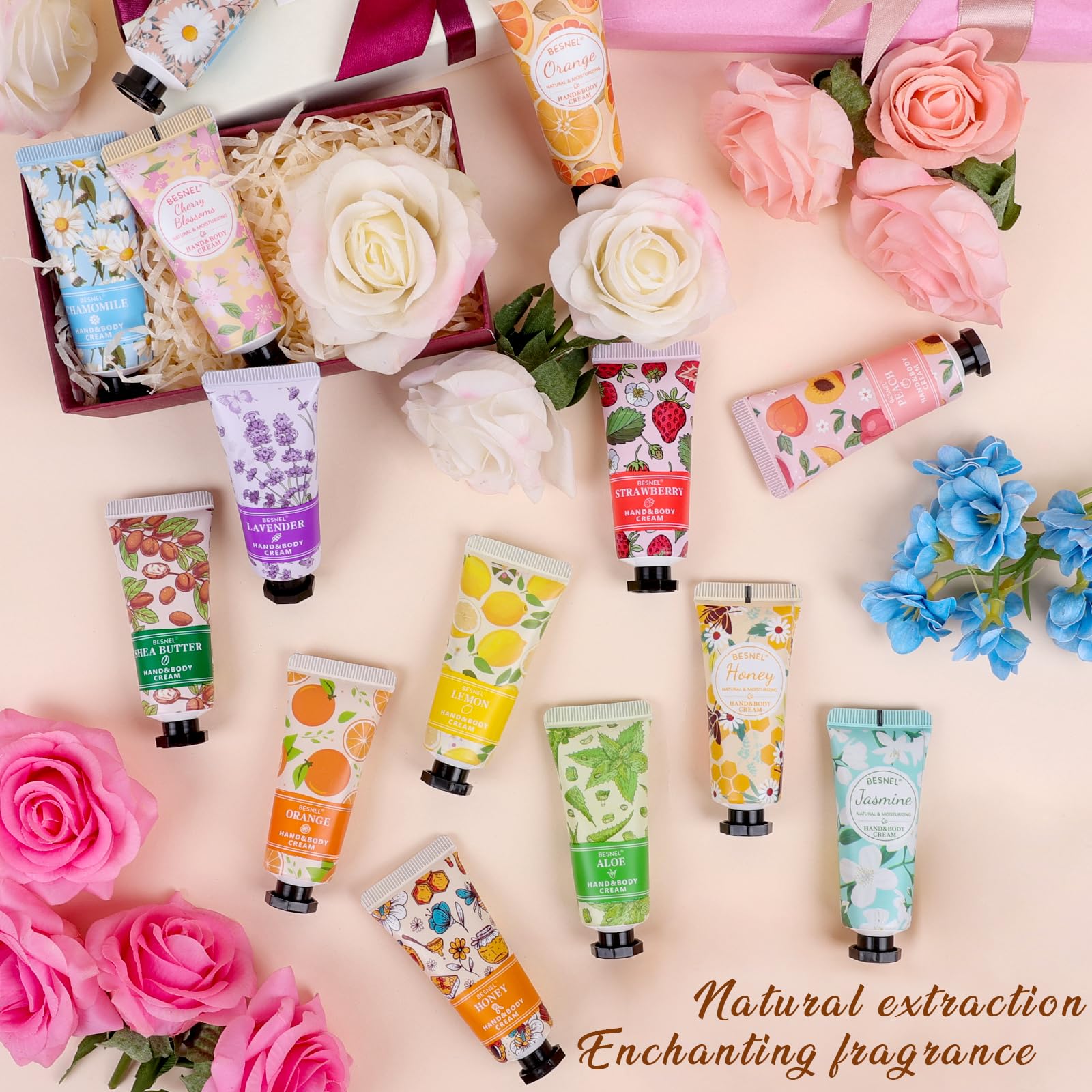 BESNEL travel-size hand cream bundle ideal for packing on trips.