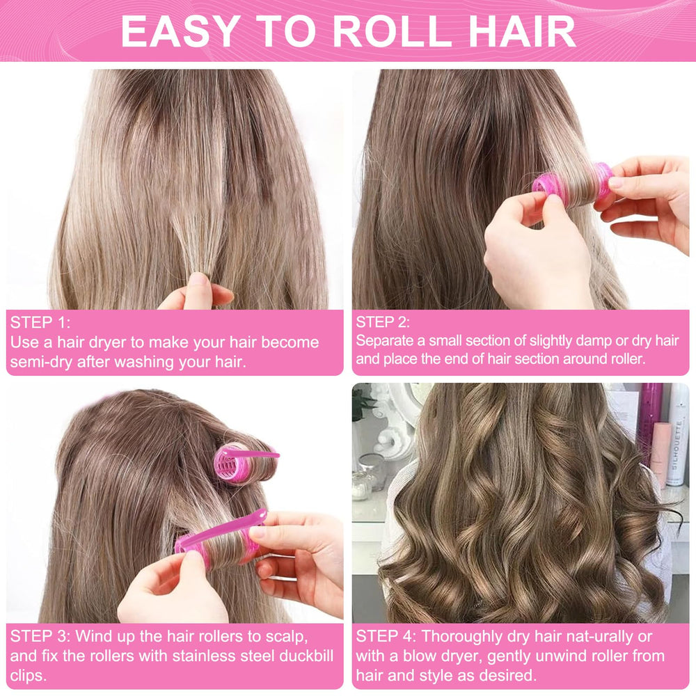 Besseek hair rollers clip-application demonstrates quick, easy styling.