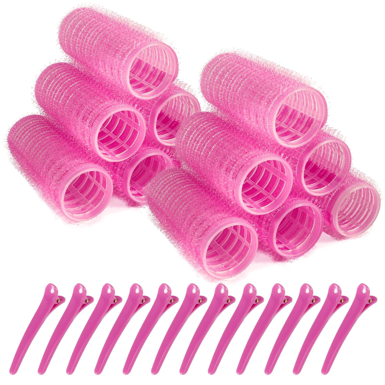 Besseek hair rollers 12-pack pink for travel-friendly bangs styling with soft grip.