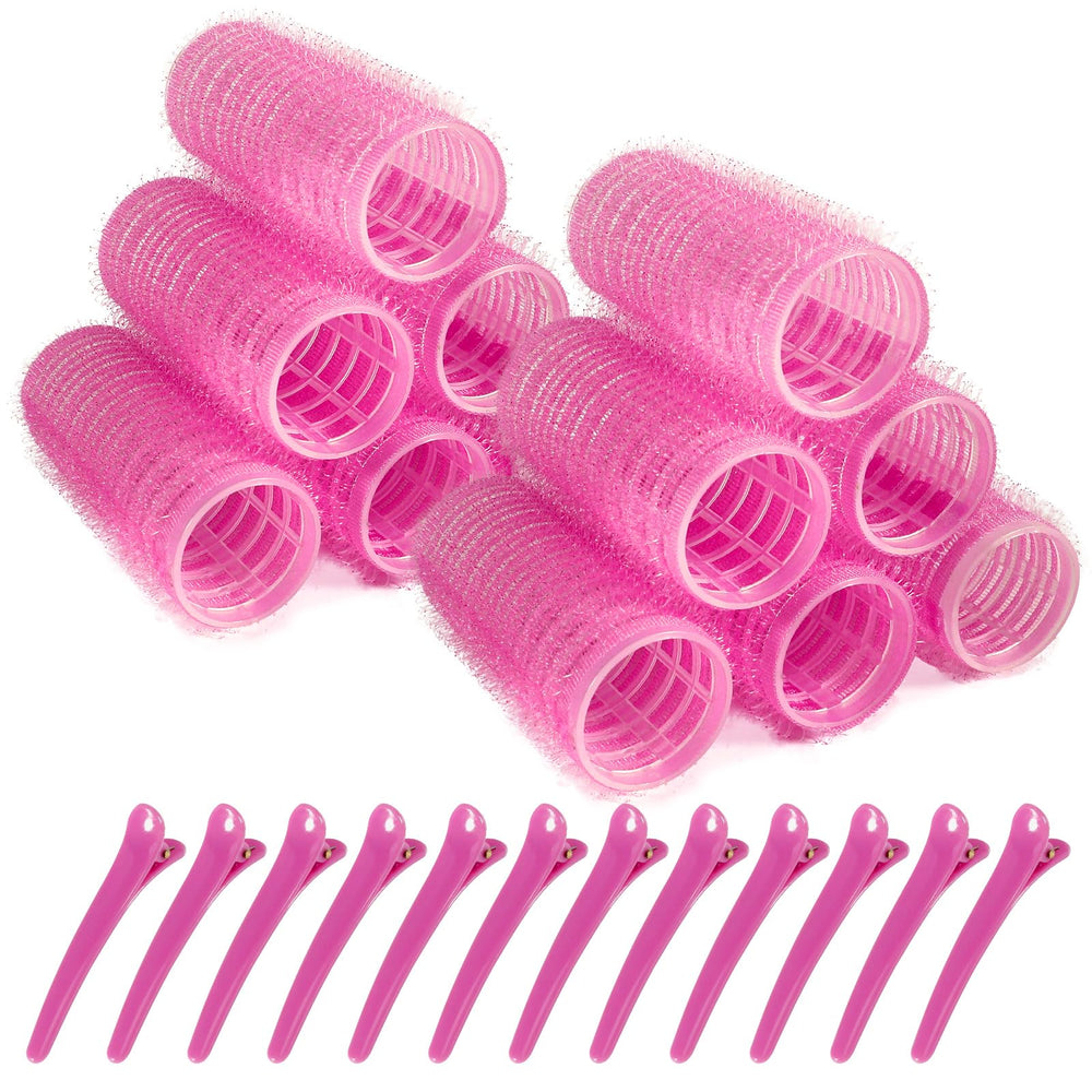 Besseek hair rollers 12-pack pink for travel-friendly bangs styling with soft grip.