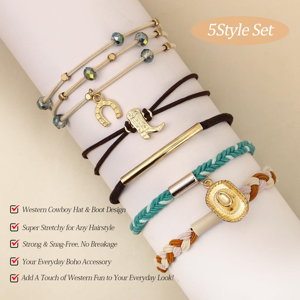 Bessrung western-boot-design hair-tie collection adds western flair