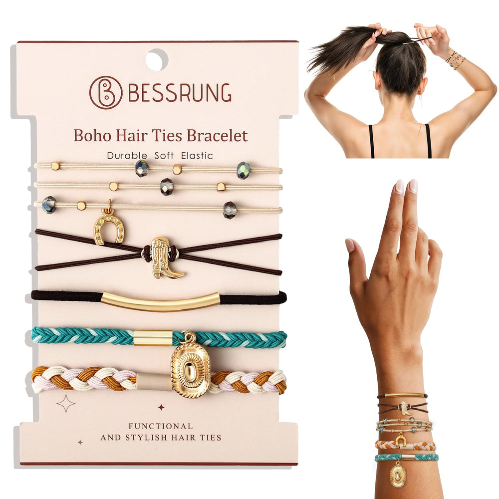 Bessrung western-hat-design hair tie collection for versatile daily styling