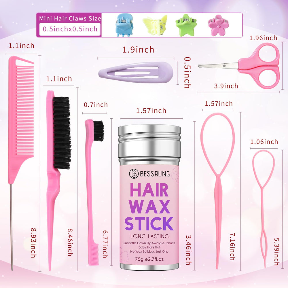 Bessrung styling combs set with edge, rat-tail, and teasing brushes.