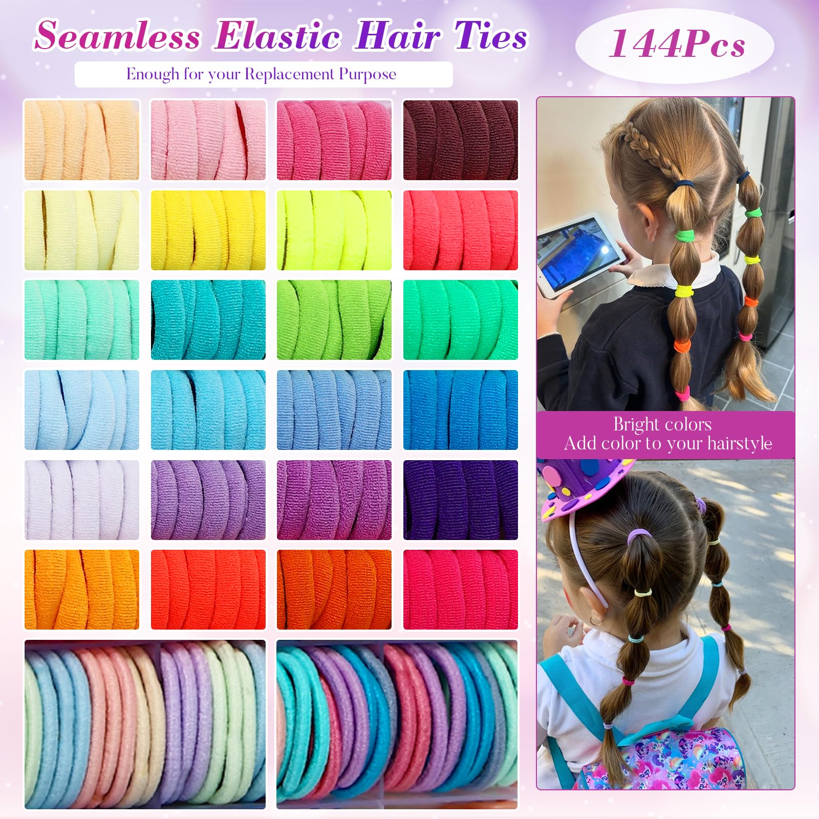 Bessrung thick hair ties in 24 colors offering durable, gentle hold.