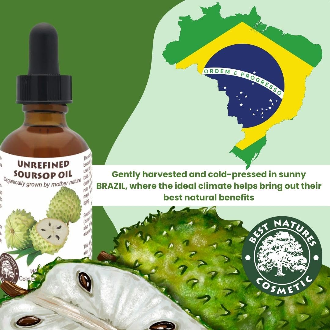 Best Nature's Cosmetics Virgin Soursop Oil ingredients label shows organic origin