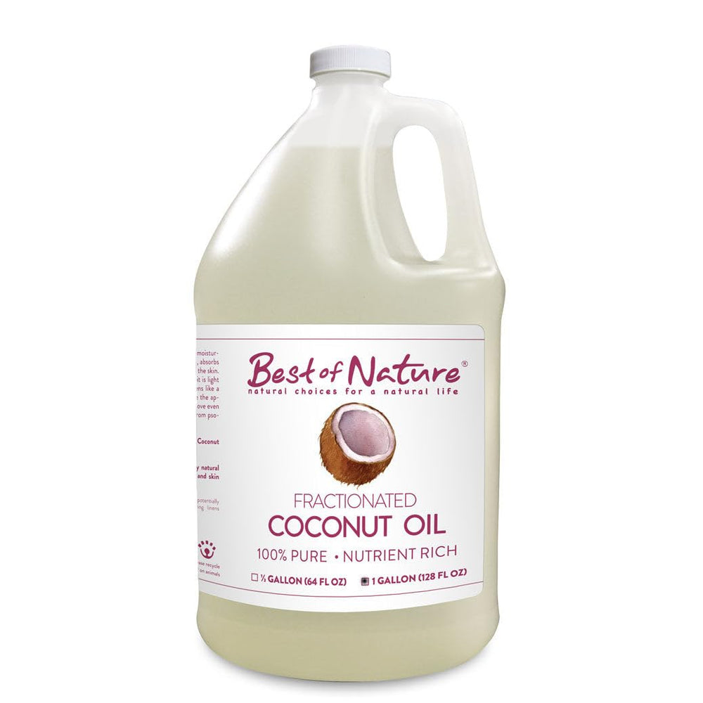 Best of Nature fractionated coconut oil bottle shows lightweight hydration for skin