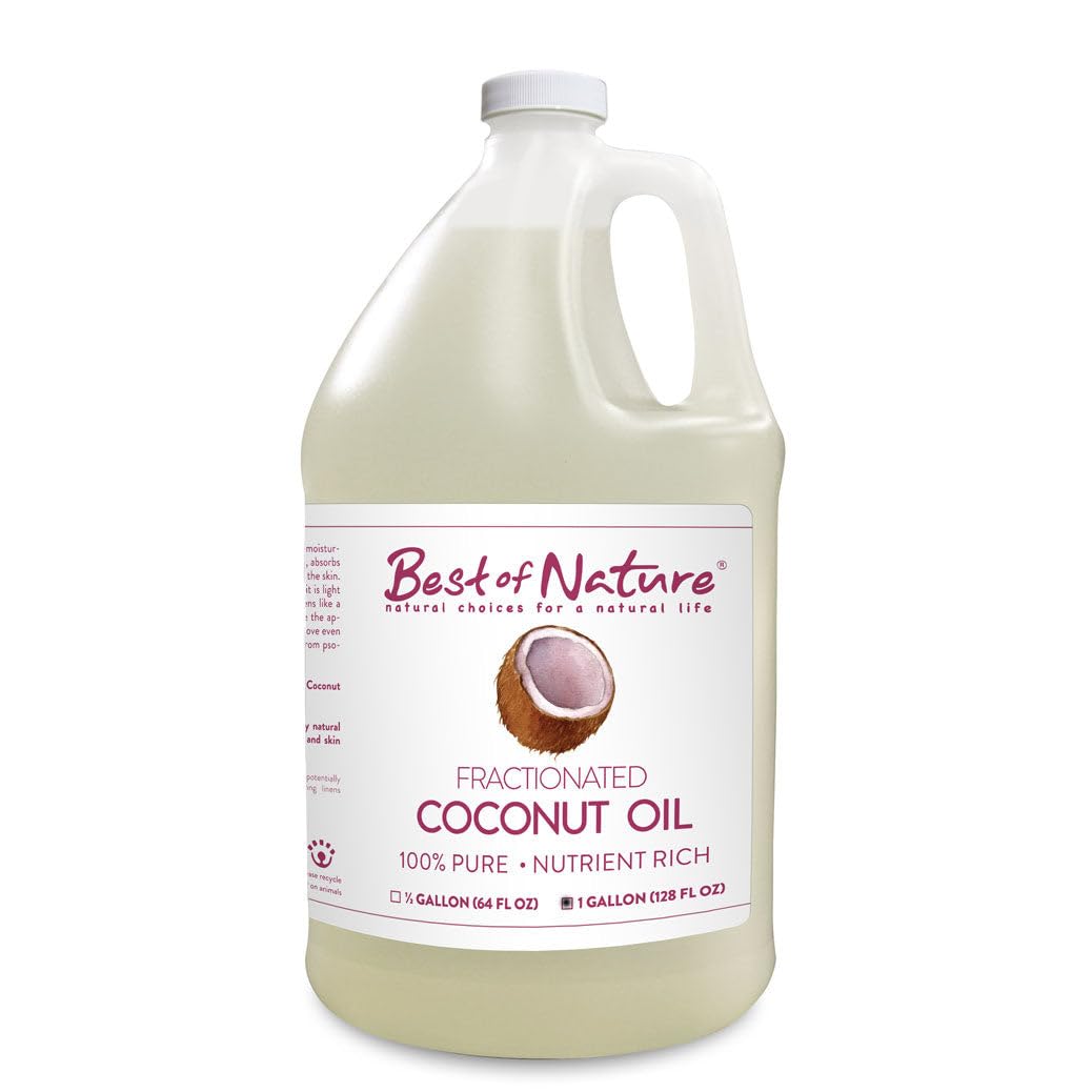 Best of Nature fractionated coconut oil bottle shows lightweight hydration for skin