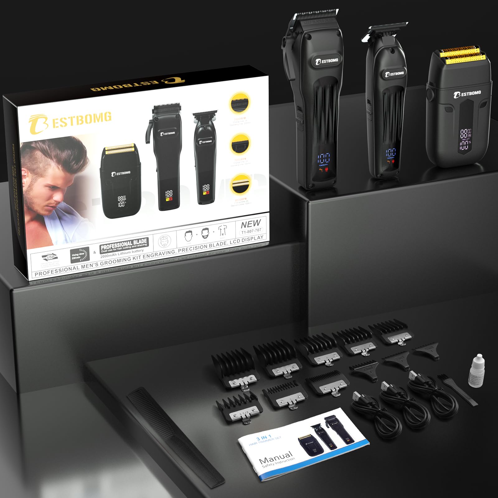 BESTBOMG BS-808A all-in-one kit organized for home grooming