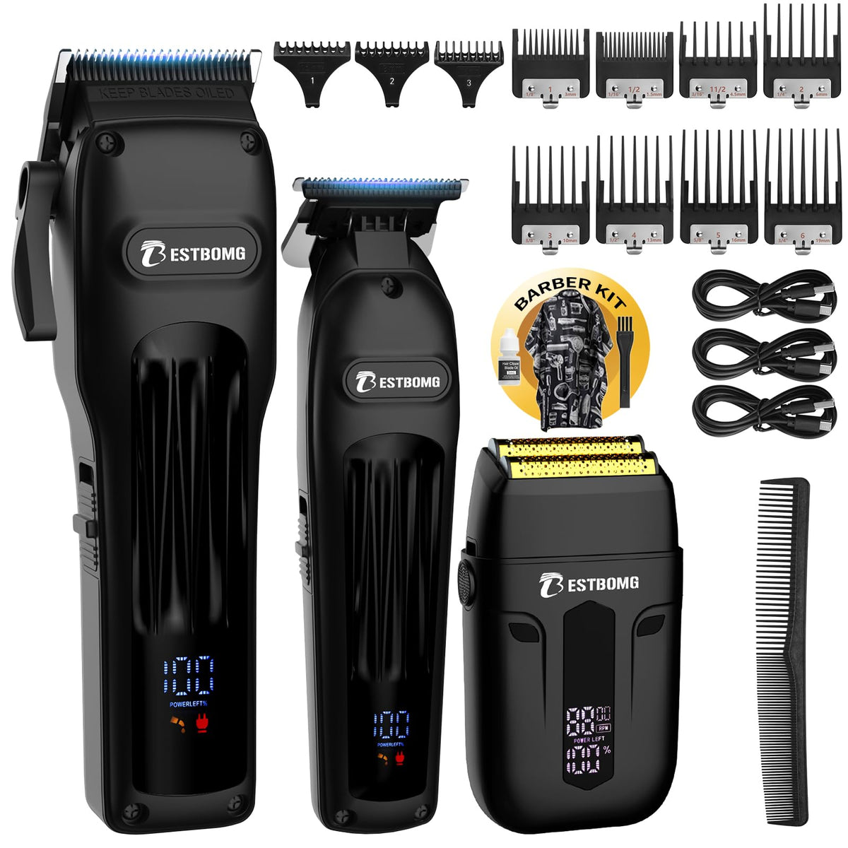 BESTBOMG BS-808A hair clipper close-up showing ergonomic grip for precise trims