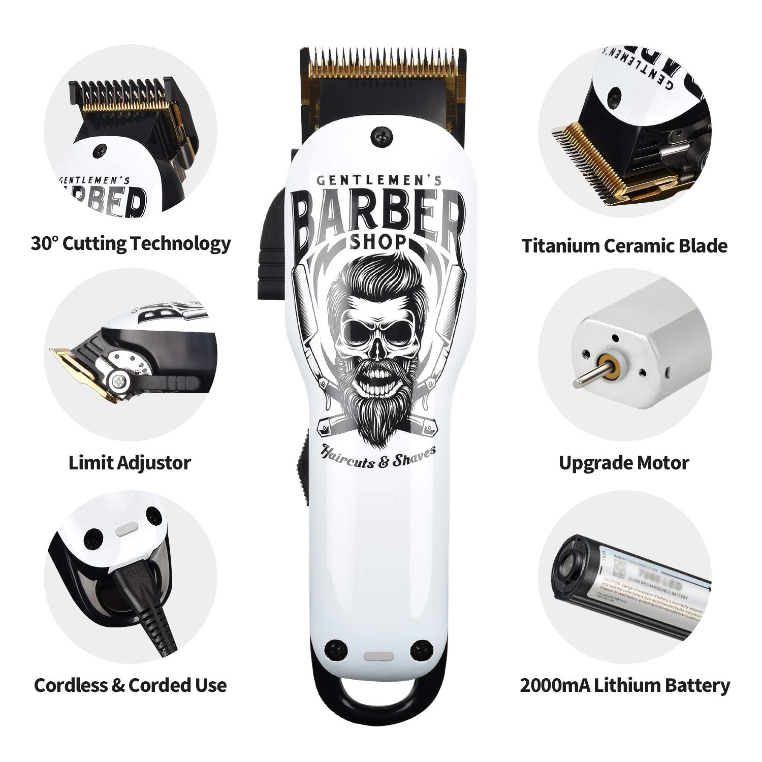 BESTBOMG updated professional hair clippers motor delivers quiet, powerful performance