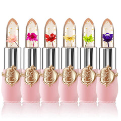 BestLand Flower Jelly Lipstick Set compact case showcases real flower detail for on-the-go elegance.