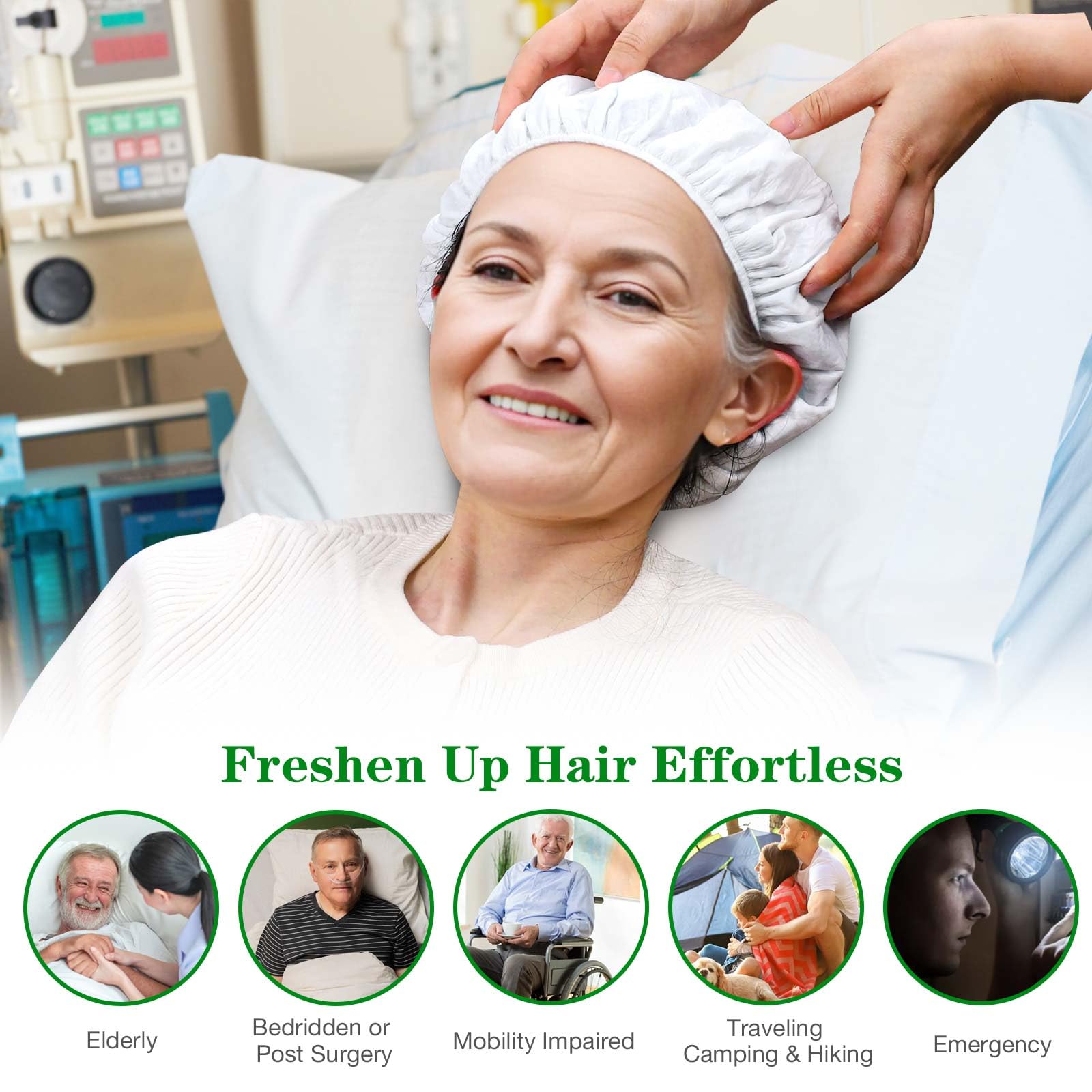 BestLink shampoo caps three minute clean application demonstrates quick care routine.