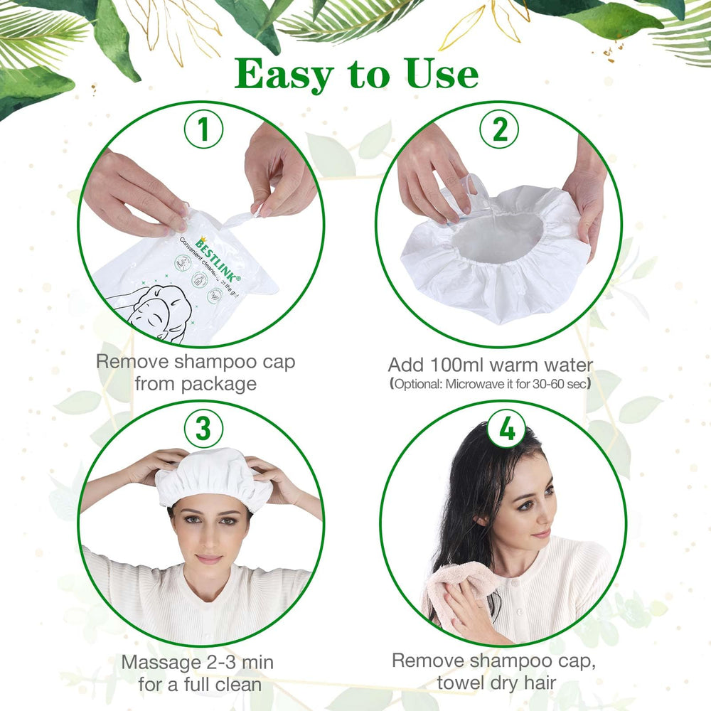 BestLink shampoo caps bedside use showing caregiver assisting hair cleansing.