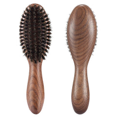 BESTOOL hair brush walnut handle close-up showing eco-friendly design for smooth styling.