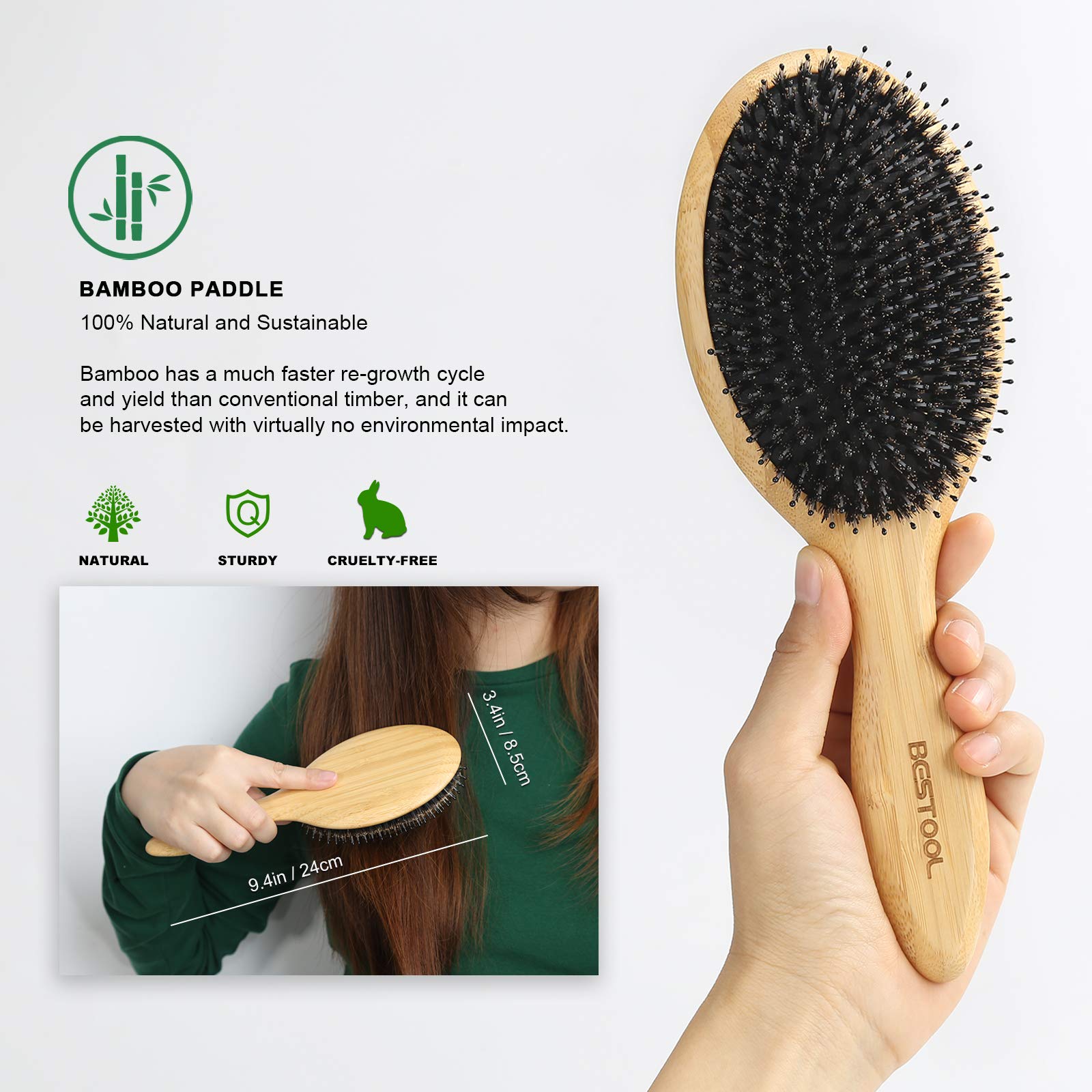 BESTOOL Hair Brush Bristle Mix boosts detangling and smoothing