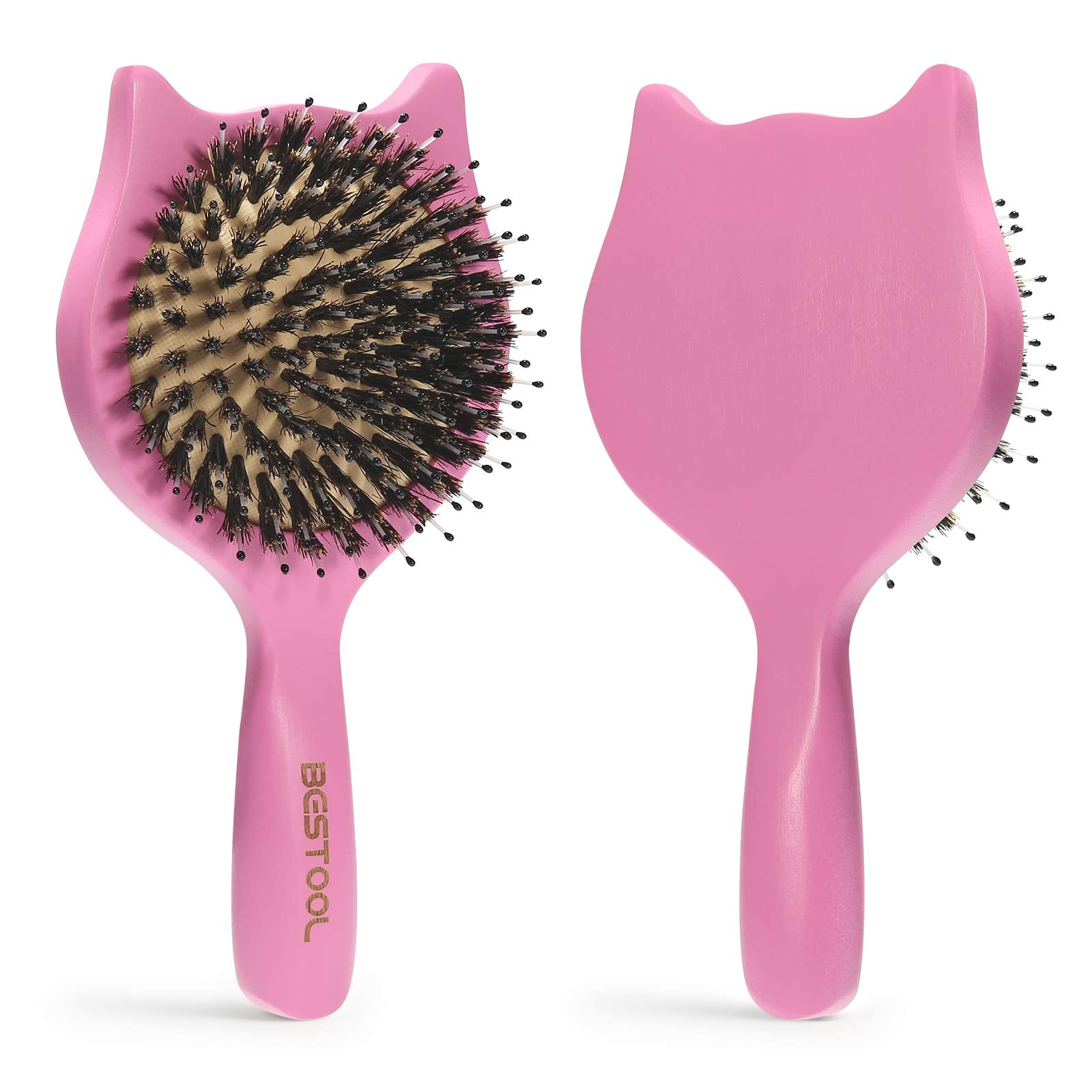 BESTOOL small travel hair brush pink for quick detangling and easy styling on the go.