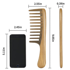 BESTOOL sandalwood comb anti-static finish highlights smooth glide for frizz-free styling.