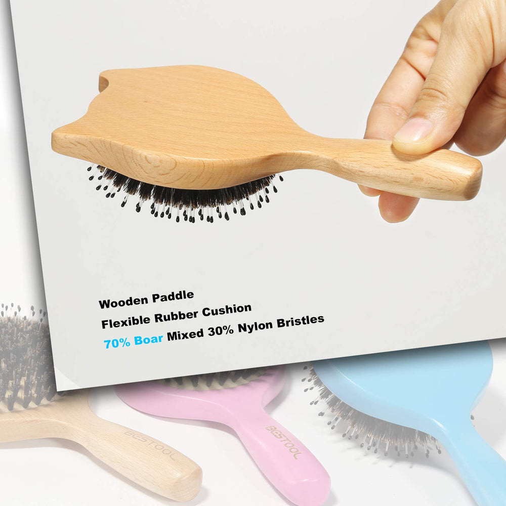 BESTOOL wooden toddler brush suits kids and adults for gentle grooming.