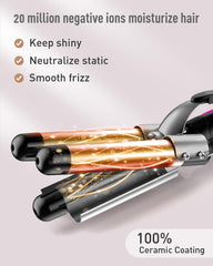 BESTOPE PRO ceramic curling iron gray shows 30s heat-up for efficient styling.