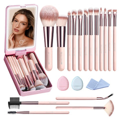 BESTOPE PRO makeup brush set case with LED mirror for organized on-the-go makeup.