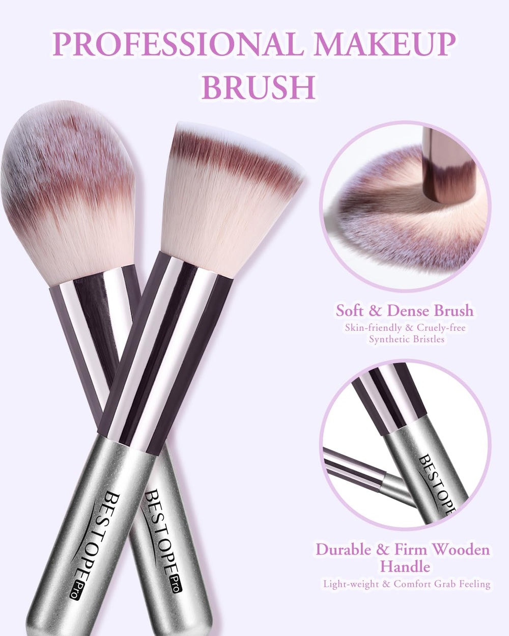 BESTOPE PRO soft synthetic bristles delivering smooth powder pickup