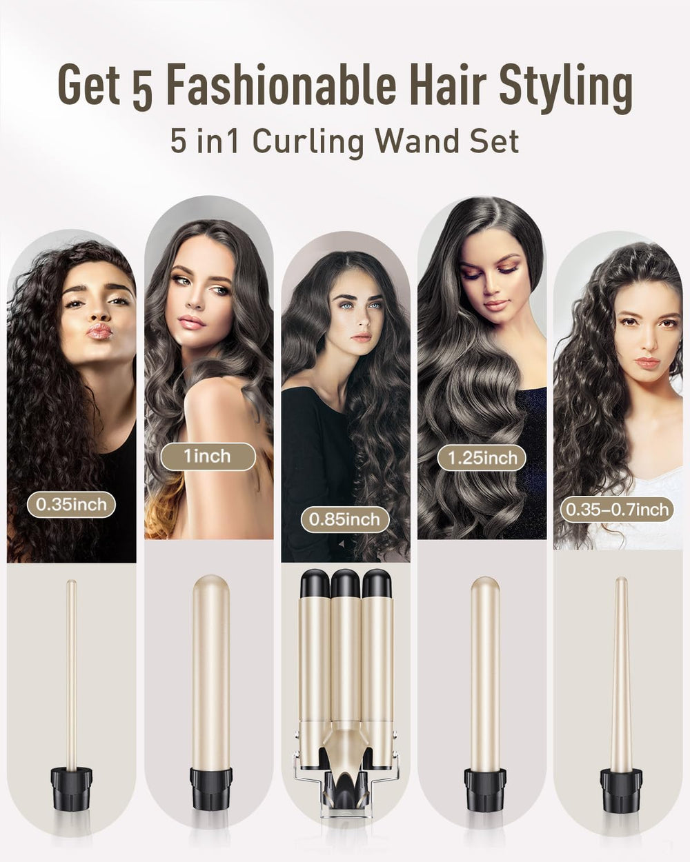 BESTOPE PRO 3-barrel crimper with adjustable heat for frizz-free shiny curls