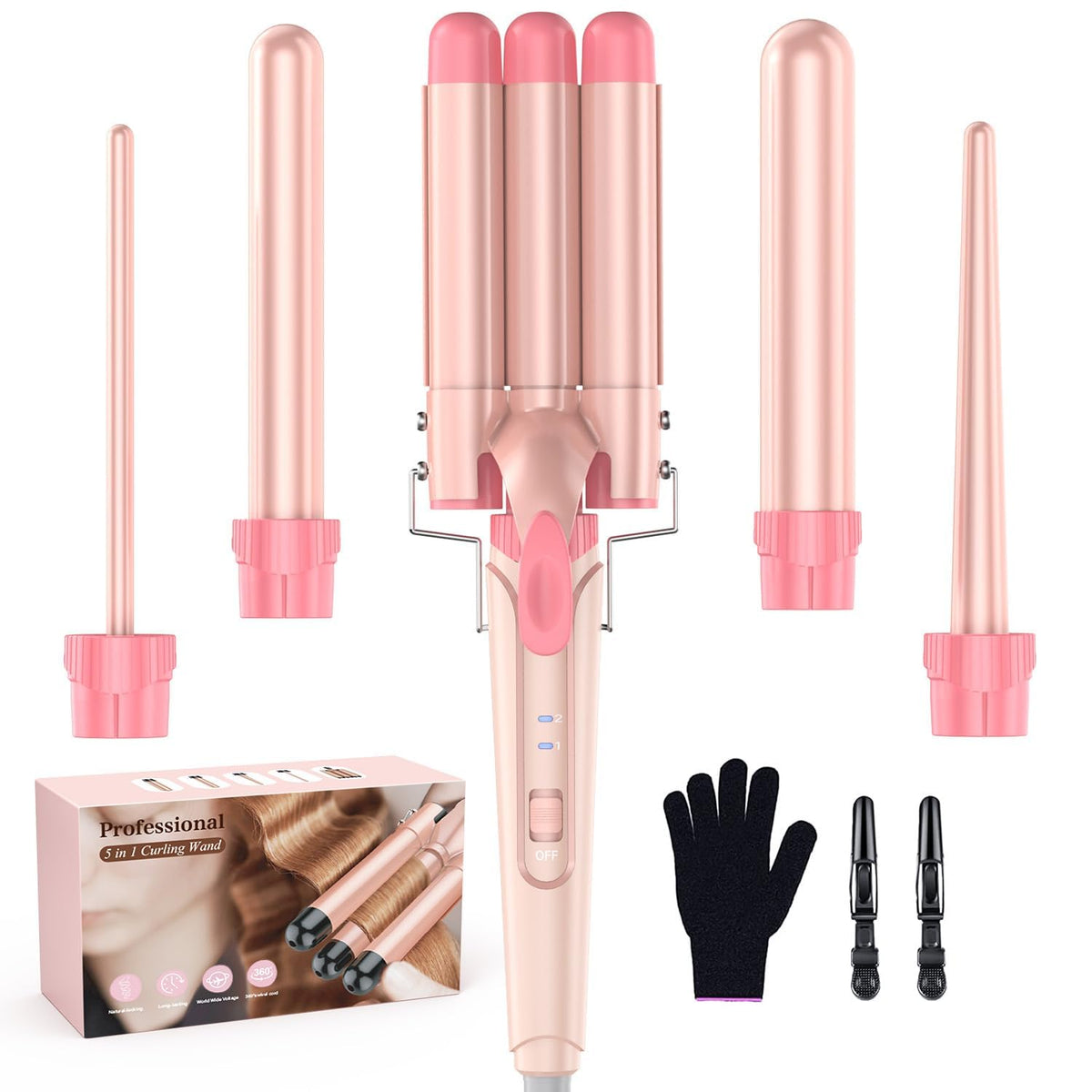 BESTOPE PRO Waver Curling Wand with three barrels for versatile beach waves.