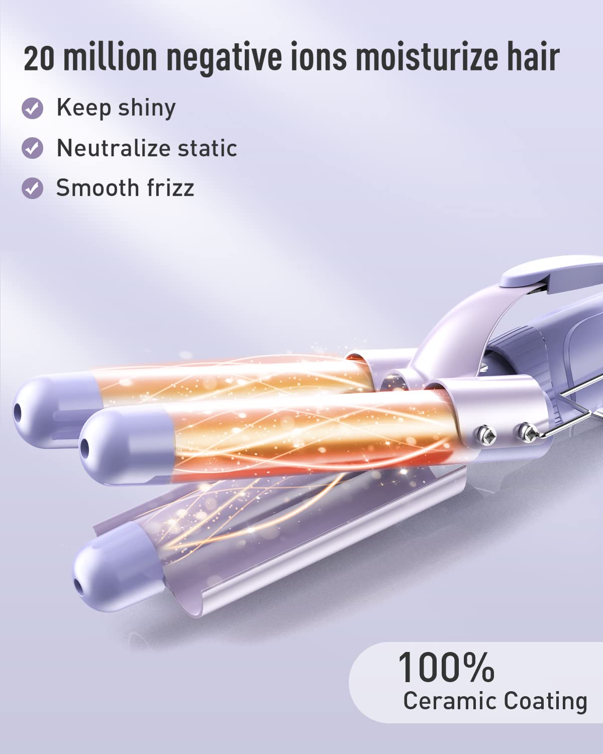 BESTOPE PRO ceramic barrel close-up highlights frizz control and shine.