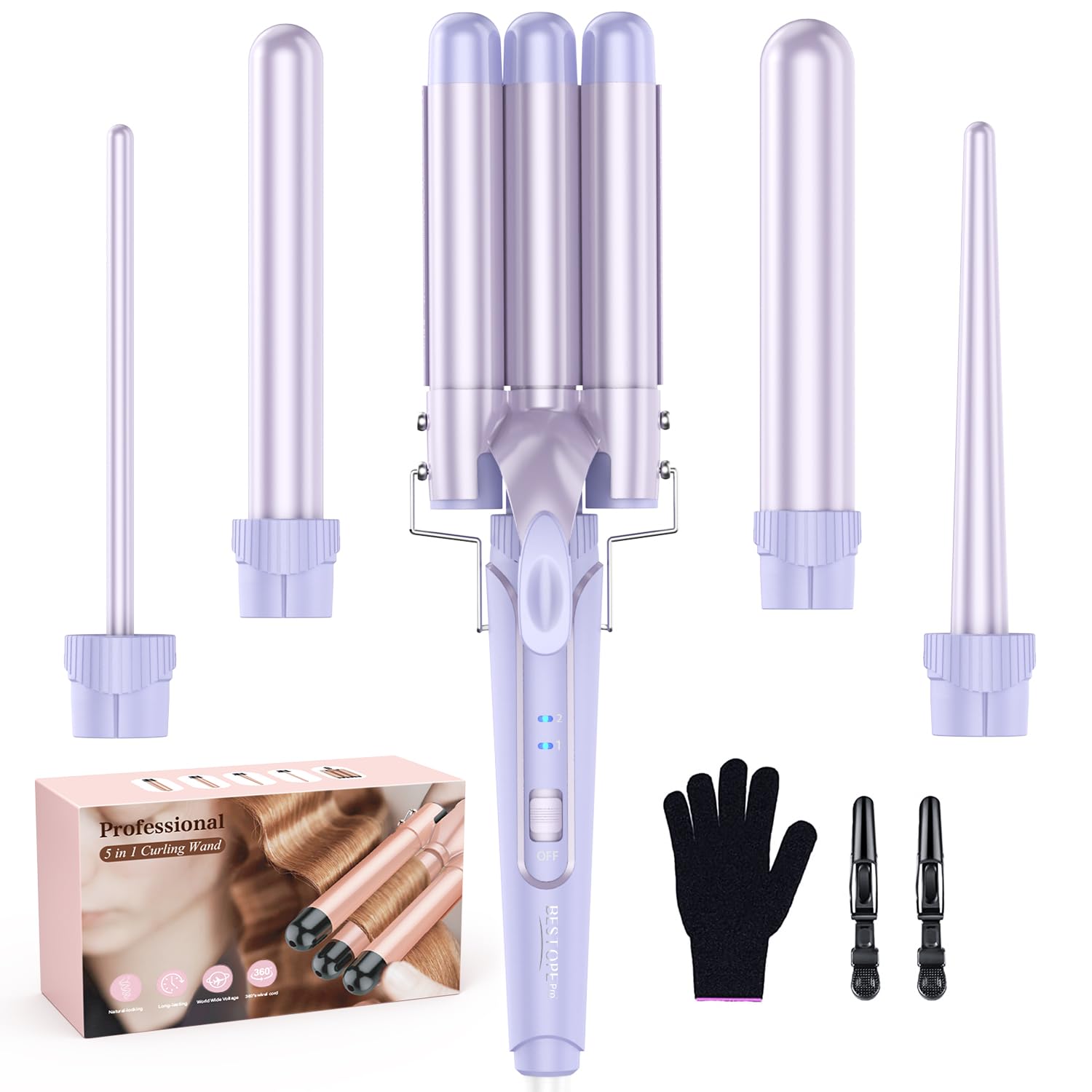 BESTOPE PRO Waver curling iron setup with multiple options for versatile daily waves.