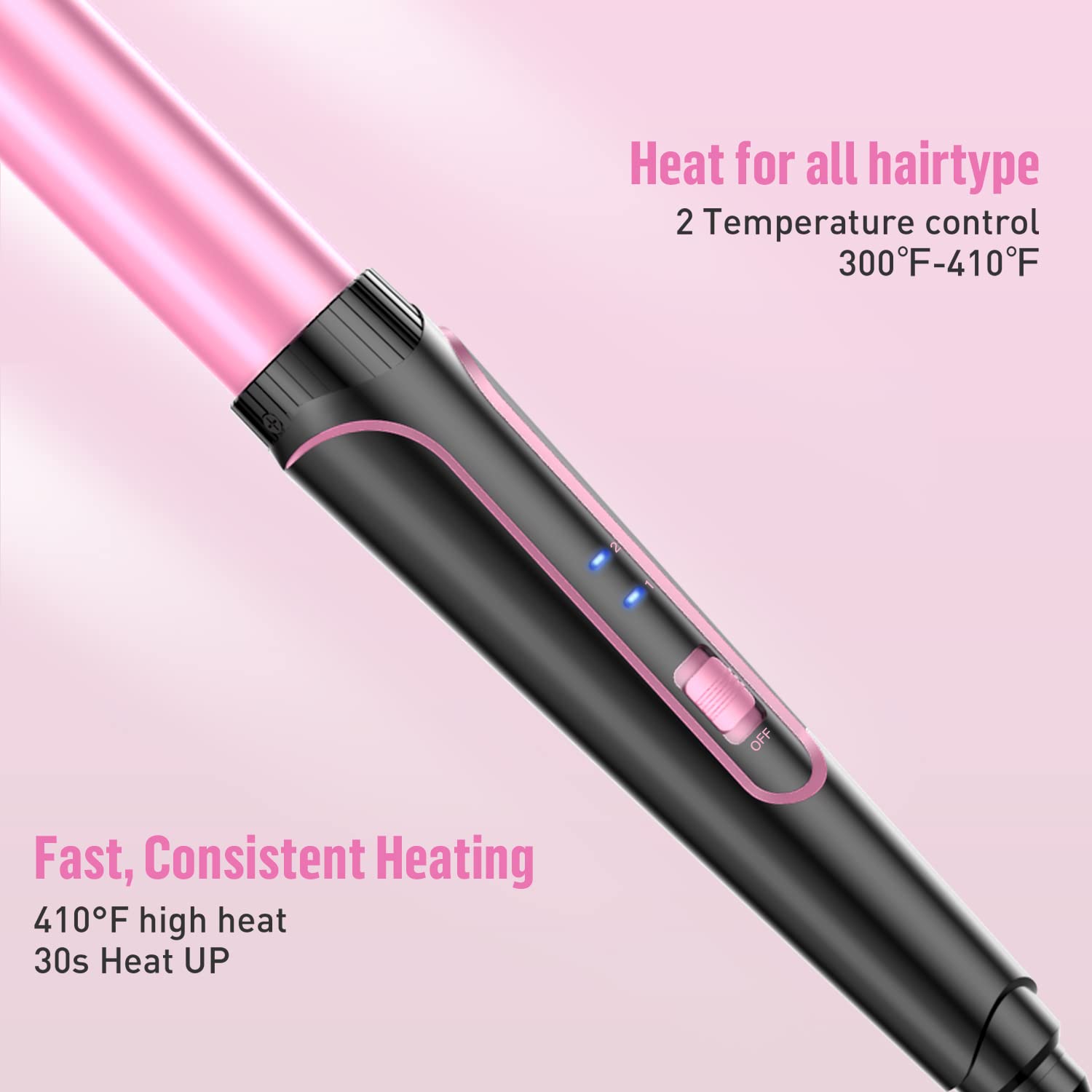 Bestope Pro Waver Heat Setting Control demonstrates adjustable temperatures for hair types.