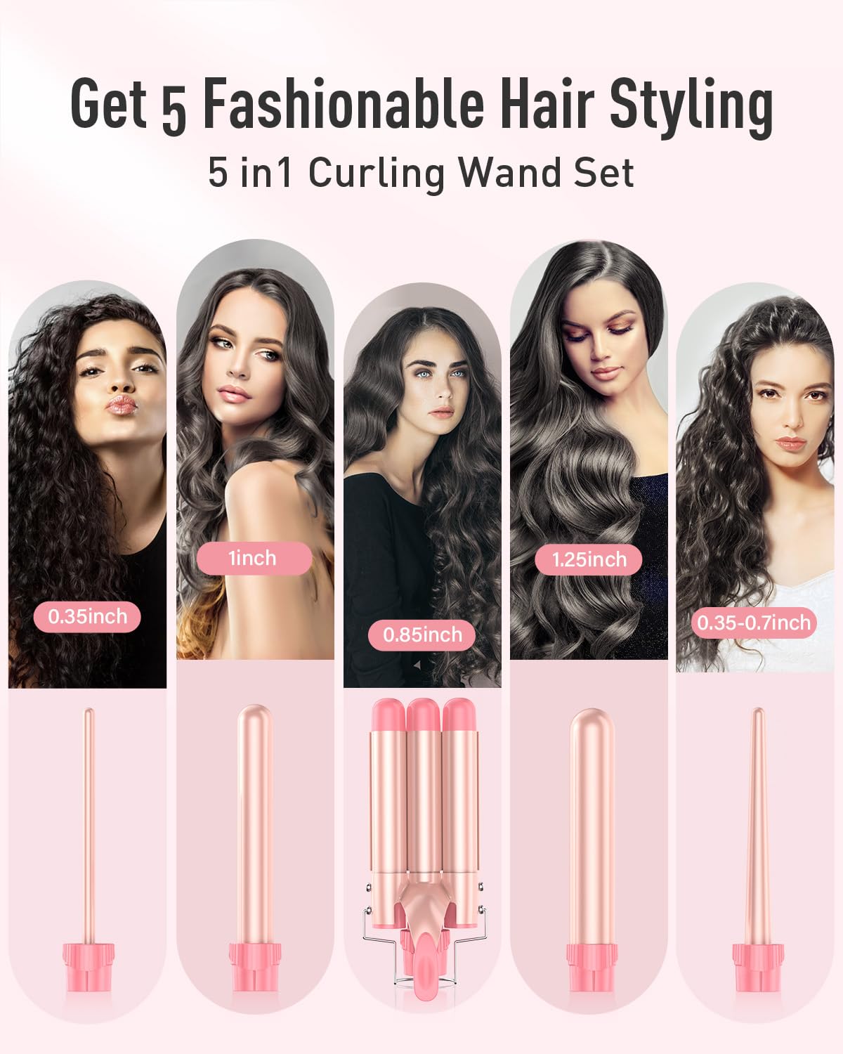 BESTOPE PRO Waver interchangeable-wands for quick, varied curl styles.