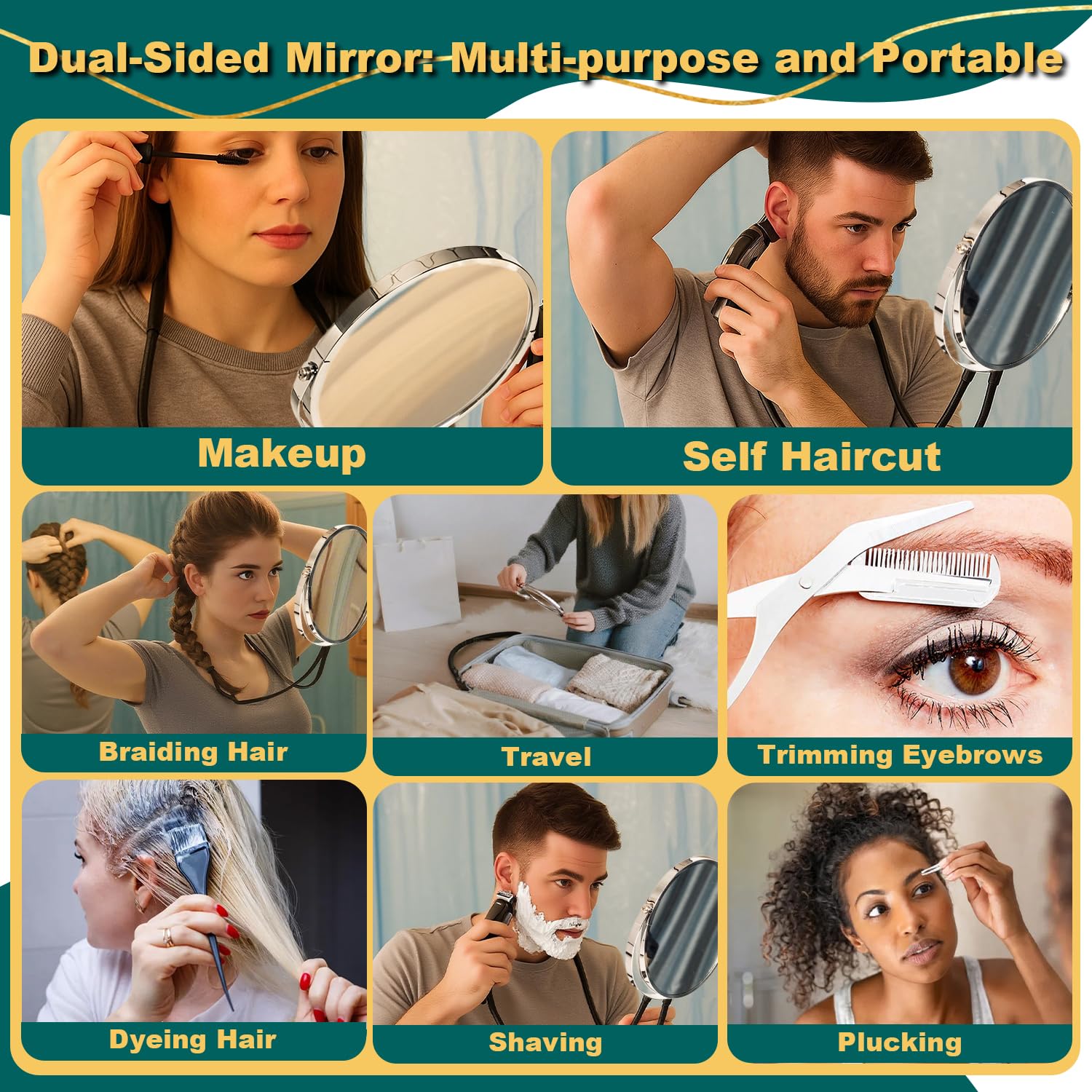 BESZONE 360-degree swivel view for easy angle finding during styling.