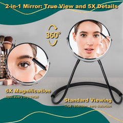 BESZONE 5x magnification back-view for precise grooming and makeup.