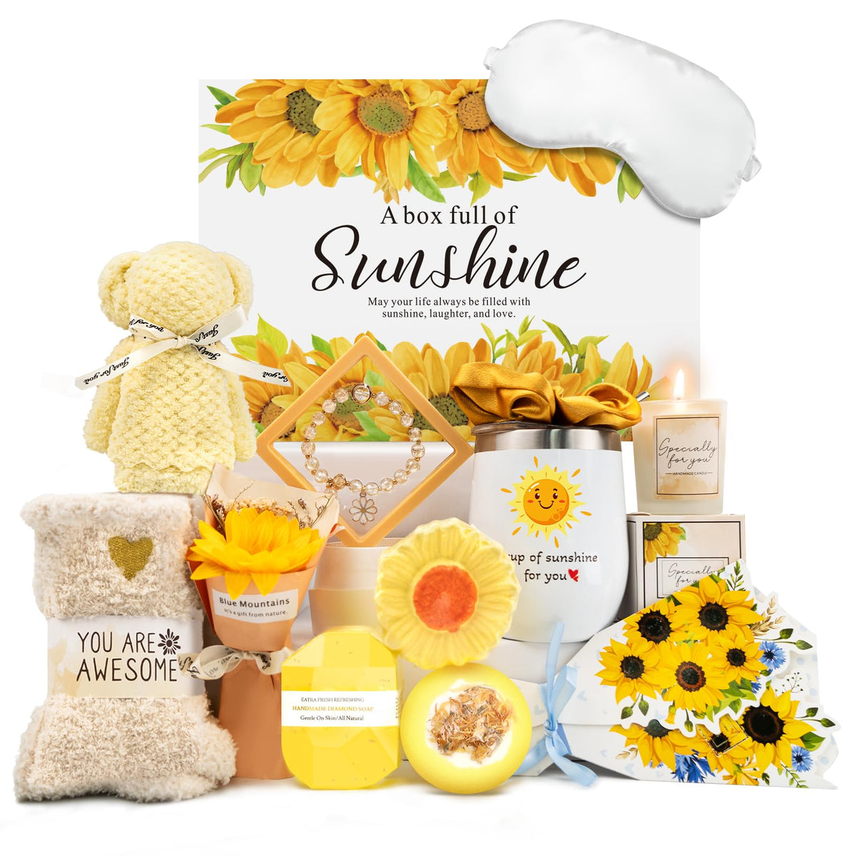 Betem sunflower gift basket wrapped, a cheerful present to brighten her day
