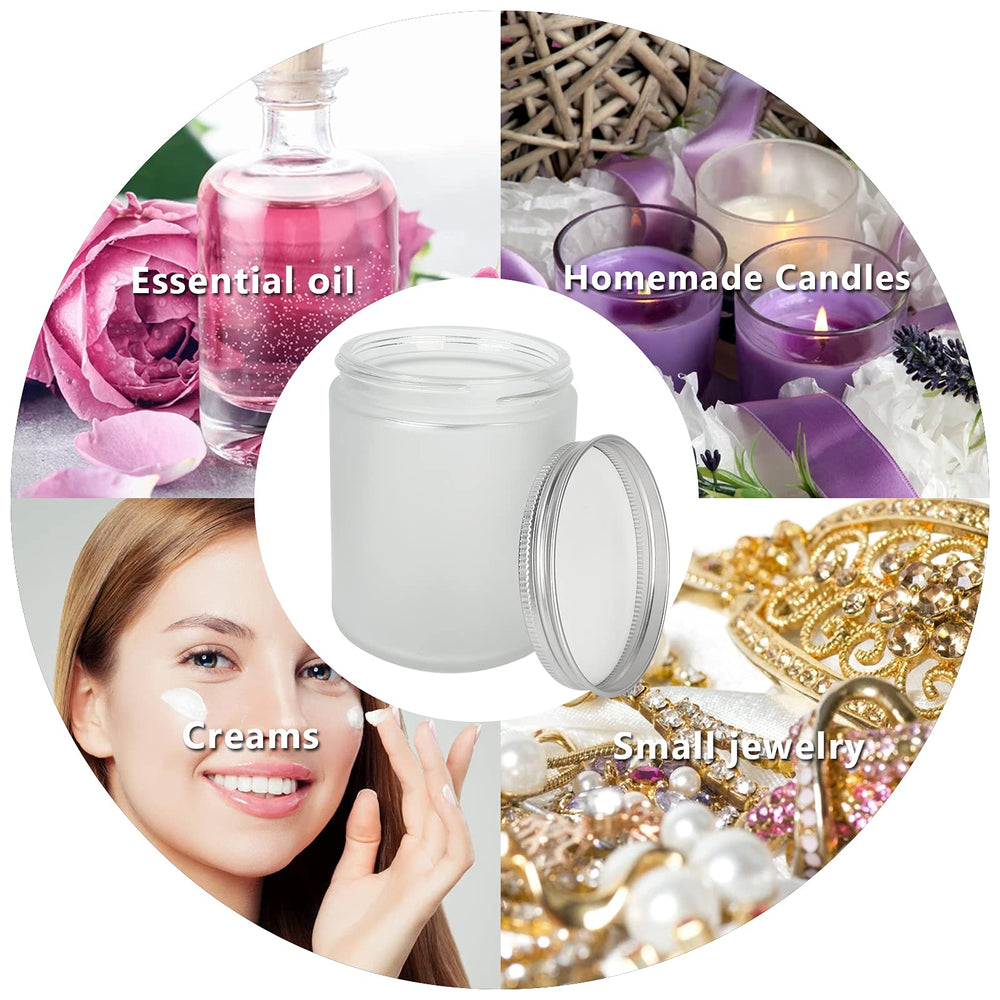 Betrome frosted glass jars ready for travel and on-the-go routines.