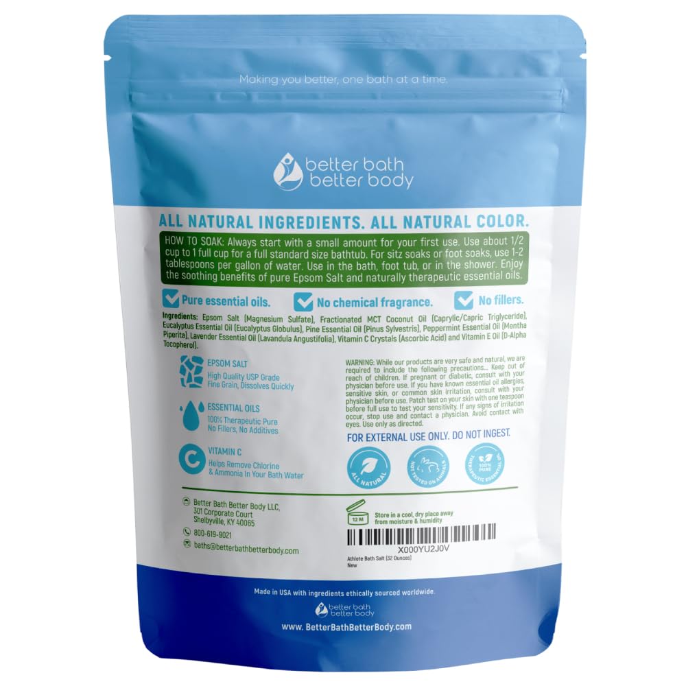 Better Bath Better Body athlete bath salt dissolving in bath water highlights mineral soak