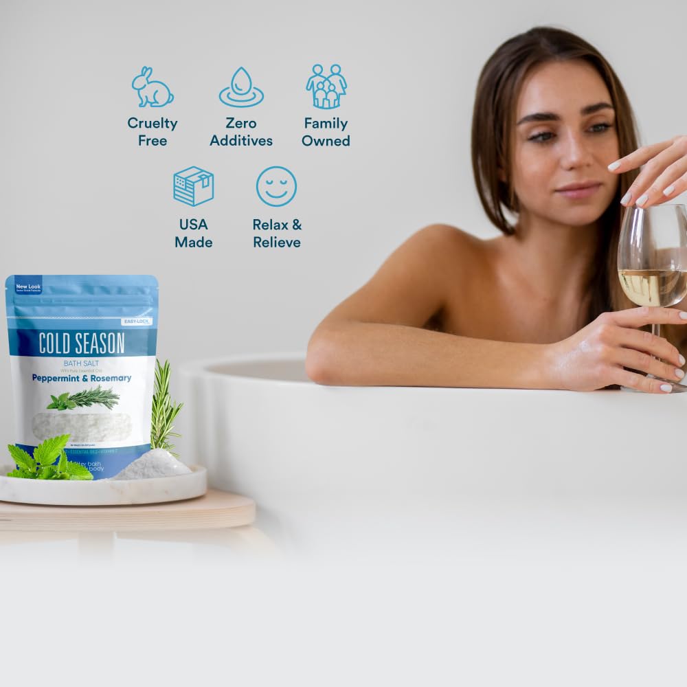 Better Bath Better Body Cold Season Bath Salt USP-grade Epsom crystals shown for a soothing soak