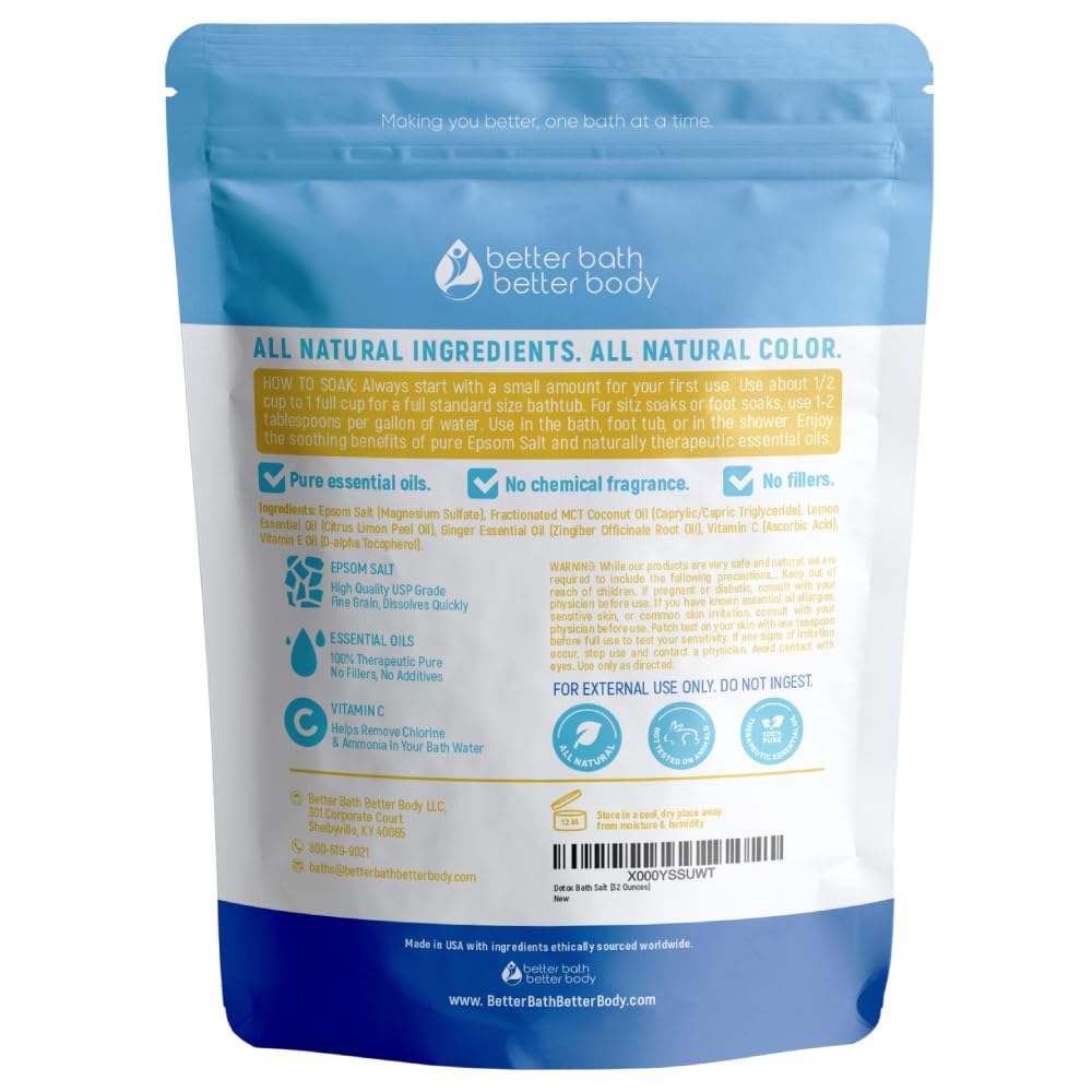 Better Bath Better Body detox bath salt pouch keeps product secure and fresh.
