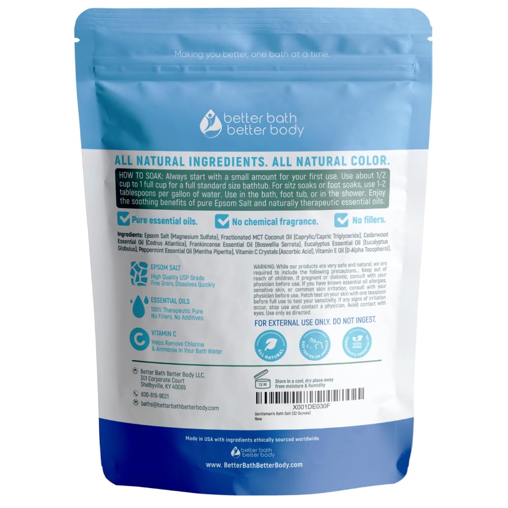 Better Bath Better Body Gentleman's Bath Salt dissolves quickly in bathwater for faster relaxation.